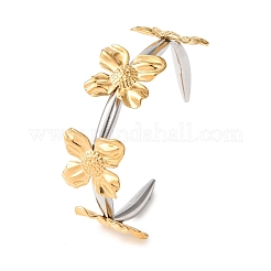 Двухцветные браслеты-манжеты из нержавеющей стали 304 для женщин&nbsp;BJEW-B165-02A