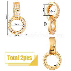 2 шт. 925 застежки-крутилки из стерлингового серебра с прозрачными кубическими цирконами&nbsp;STER-HS0001-22B-G