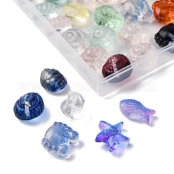 48шт 6 стиля прозрачные стеклянные бусины&nbsp;GLAA-FP0001-17