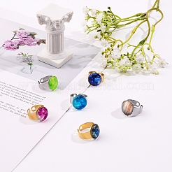 20 шт. 2 цвета 304 нержавеющая сталь открытые манжетные кольца фурнитура&nbsp;DIY-CA0005-55