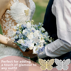 6 шт. 2-цветные бабочки из сплава со стразами на лацкан для одежды рюкзака&nbsp;JEWB-OC0001-07