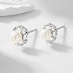 Простые женские серебряные серьги с жемчужинами 925 шт.&nbsp;CC6441-2