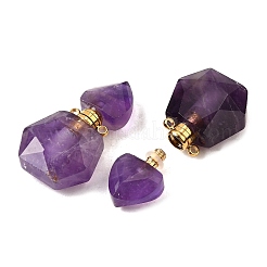 Кулоны для бутылочек с натуральным аметистом&nbsp;G-L623-12G-03