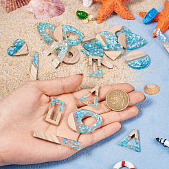 20шт 10 стиля подвески из прозрачной смолы и белого дерева&nbsp;RESI-TA0002-86