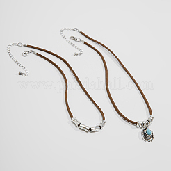 1 комплект ожерелий из сплава с подвеской из синтетической бирюзы в виде двухслойного шнура&nbsp;NJEW-CL0001-09A