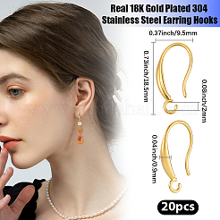 20 шт. крючки для сережек из нержавеющей стали 304&nbsp;STAS-BBC0008-77