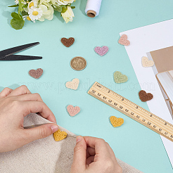 56 шт. двухцветные нашивки из полиэстеровой ткани с вышивкой в виде сердца&nbsp;DIY-MA0006-84