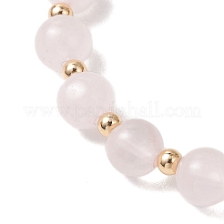 Эластичные браслеты из натурального розового кварца и синтетической бирюзы&nbsp;BJEW-JB13475