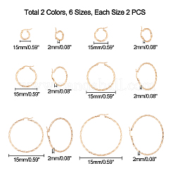 12 пара серег-колец из нержавеющей стали в двух стилях&nbsp;STAS-UN0028-53
