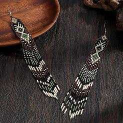 Богемные серьги-подвески ручной работы из стеклянного бисера.&nbsp;JX6081