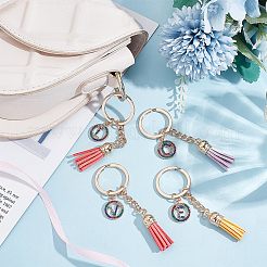4шт 4 стиля сплава цветной брелок со стразами&nbsp;KEYC-WR0001-25