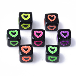 Непрозрачные черные акриловые европейские бусины&nbsp;MACR-S273-51-02