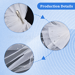 1 шт. полиэстеровая свадебная фата с бантом&nbsp;AJEW-CY0001-83