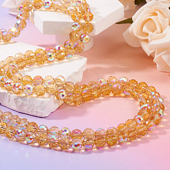 2 нить прозрачных гальванических стеклянных бусин&nbsp;EGLA-TA0001-77