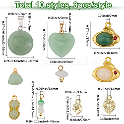 30 шт. 10 стиля подвески из сплава со стеклянной имитацией нефрита&nbsp;FIND-SC0019-80