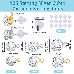 60 шт. фурнитура для сережек-гвоздиков из прозрачного кубического циркония&nbsp;EJEW-BBC0002-08