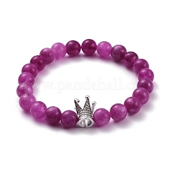 Набор браслетов из окрашенного натурального халцедона с круглыми бусинами для девочек и женщин&nbsp;BJEW-JB07058