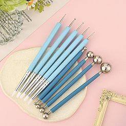 9шт. 2 стиля пластиковых двойных головок для лепки из глины набор инструментов&nbsp;TOOL-SP0001-09