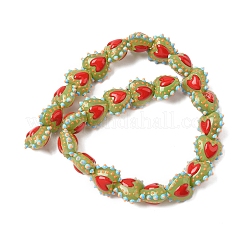 Запекаемые стеклянные бусины с рисунком в виде сердца&nbsp;LAMP-V001-09C