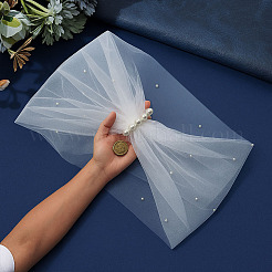 Полиэстеровая шаль на одно плечо для невесты&nbsp;AJEW-WH0596-365A