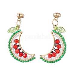 Серьги-гвоздики с фруктами из стекла&nbsp;EJEW-MZ00524-02