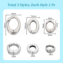 3 шт. 3 стиля 925 кольца с пружинным затвором из стерлингового серебра&nbsp;STER-GA0001-23