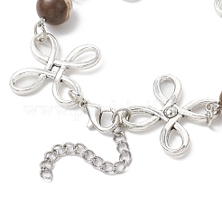 Сплав натуральных смешанных драгоценных камней звенья браслеты для женщин&nbsp;BJEW-JB11684