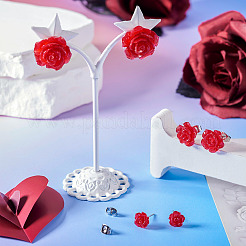 50 шт. серьги-гвоздики в виде розы из смолы 5-х размеров со штифтами из нержавеющей стали 316&nbsp;EJEW-TA0001-29