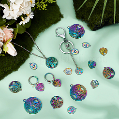30 шт. 6 стиля полые подвески из сплава радужного цвета&nbsp;FIND-PH0027-91