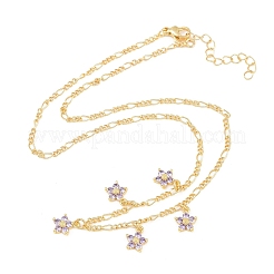 Женские колье-нагрудники с подвеской в виде цветка сиреневого цвета&nbsp;NJEW-F364-01G