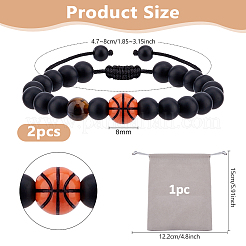 2шт. плетеные браслеты из бусин из сплава смолы для мужчин и женщин&nbsp;BJEW-DC0001-12A