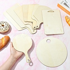 10 шт. 10 стиля прямоугольная деревянная мини-разделочная доска с ручкой&nbsp;AJEW-CJ0001-51