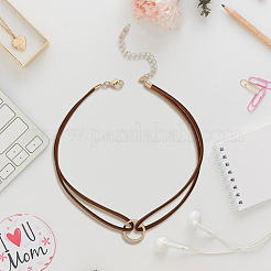 1 шт. сплава кольцо двухслойный искусственный замшевый шнур колье чокер ожерелье для женщин&nbsp;NJEW-CL0001-07