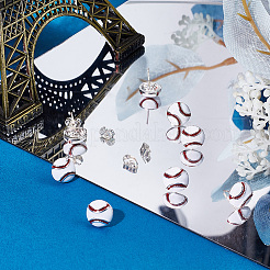 4 пара серег-гвоздиков из сплава в виде спортивного мяча для женщин&nbsp;EJEW-BBC0001-52A