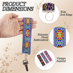 Брелок из полиэстеровой жаккардовой ленты с цветочной вышивкой&nbsp;KEYC-TAC00045