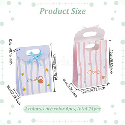 24 шт. подарочные пакеты из двухцветной бумаги с цветочным принтом и бантом из ленты&nbsp;ABAG-GO0001-03B