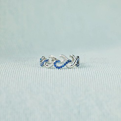 Кольца для пальцев из стерлингового серебра с микропаве из кубических цирконий в форме волны&nbsp;FS-WGA19D0-01