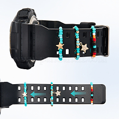 6 шт. 2 стиля стеклянных бусин декоративные кольца для ремешка для умных часов&nbsp;AJEW-CP0009-94A