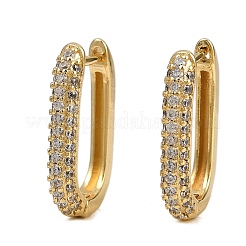 Овальная латунная серьга-кольцо с микропаве из прозрачного кубического циркония&nbsp;EJEW-C152-04G