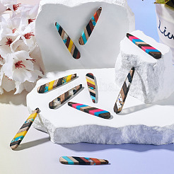 10шт 5 цвета прозрачные подвески из смолы и орехового дерева&nbsp;RESI-TA0002-74