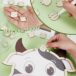 Книга для гостей в стиле коровы из дерева для вечеринки по случаю рождения ребенка&nbsp;AJEW-WH0270-345