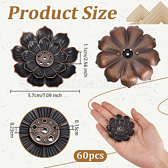 60 шт. держатель для благовоний из сплава&nbsp;AJEW-WA0001-22