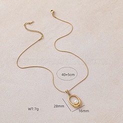 Ожерелья с подвесками в форме овала из хирургической нержавеющей стали 316 с искусственным жемчугом для женщин&nbsp;CK2829