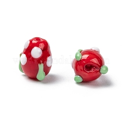 Ручной работы Lampwork 3 d клубника шарики LAMP-R109A-M