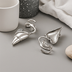 2 пара двухцветных сережек-гвоздиков в форме сердца из сплава&nbsp;EJEW-GO0001-24