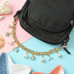 Ручки для сумок из железа и сплава с цепочкой в стиле морских животных и ракушками и крабами&nbsp;FIND-CJ00005