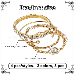 8шт. 2-цветный сплав браслет и наборы браслетов&nbsp;BJEW-HY0001-36