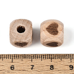 Европейские бусины из буковой древесины с лазерной гравировкой&nbsp;WOOD-T033-08B