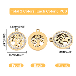 12 шт. подвески из нержавеющей стали 201 двух цветов&nbsp;STAS-UN0031-34