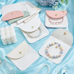 8 шт. 4 цвета pu кожаный конверт для ювелирных изделий подарочные пакеты с кнопкой и прозрачным окошком&nbsp;ABAG-PH0001-62A